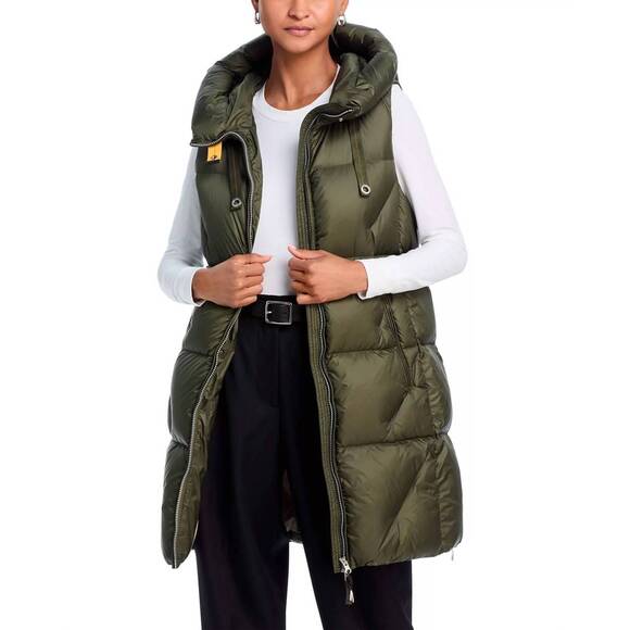NEW PARAJUMPERS zuly down vest in olive green